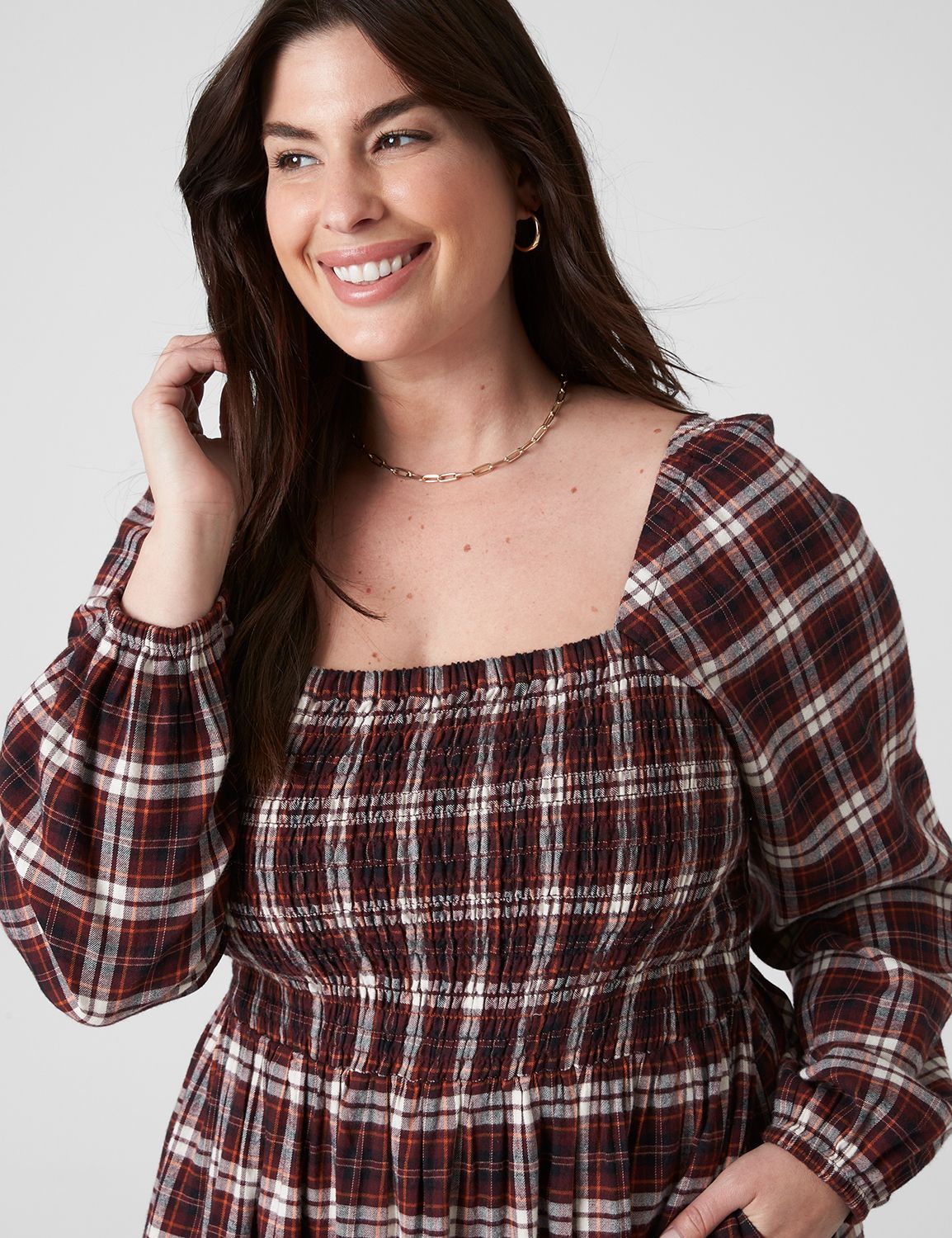 Long Sleeve Square Neck Smocked Pla Product Image 3