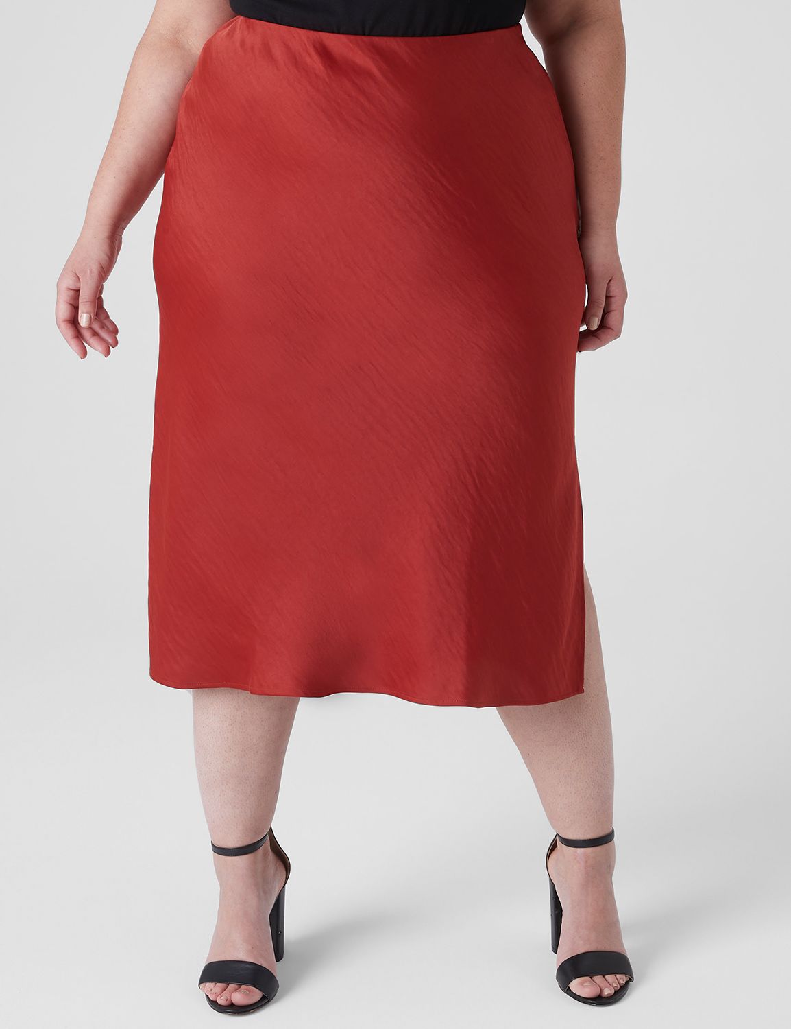 Satin plus size red cheap skirt