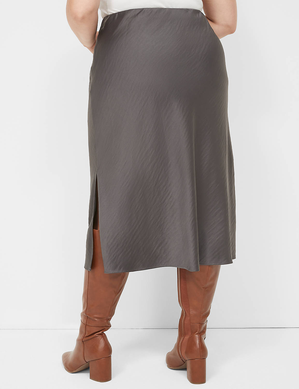 Bias-Cut Slip Satin Skirt with Side Product Image 2