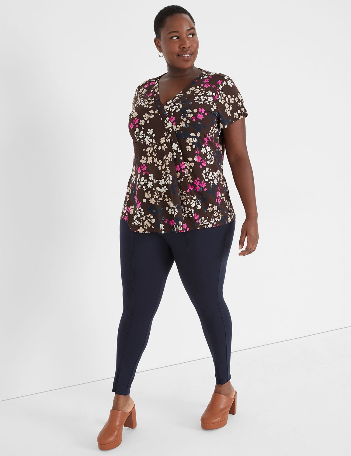 Classic Cap Sleeve V-Neck Pleat Fro | LaneBryant