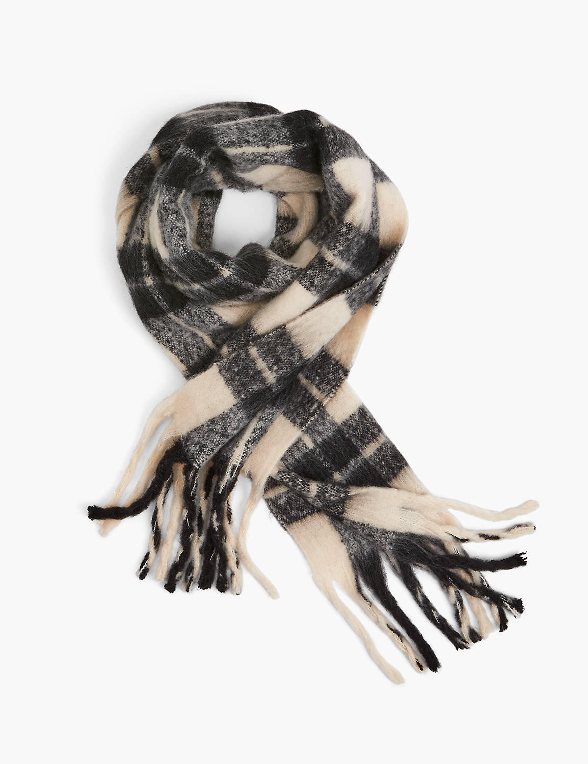Black and White Plaid Scarf Product Image 1