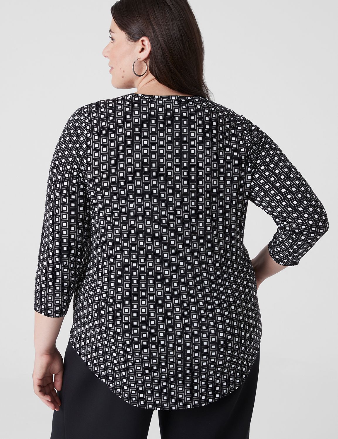 Crushed 3/4 Sleeve Black Crew