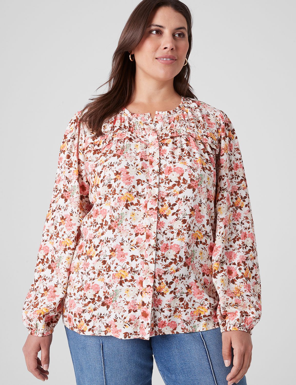 Classic Long Sleeve Flounce Button Product Image 1