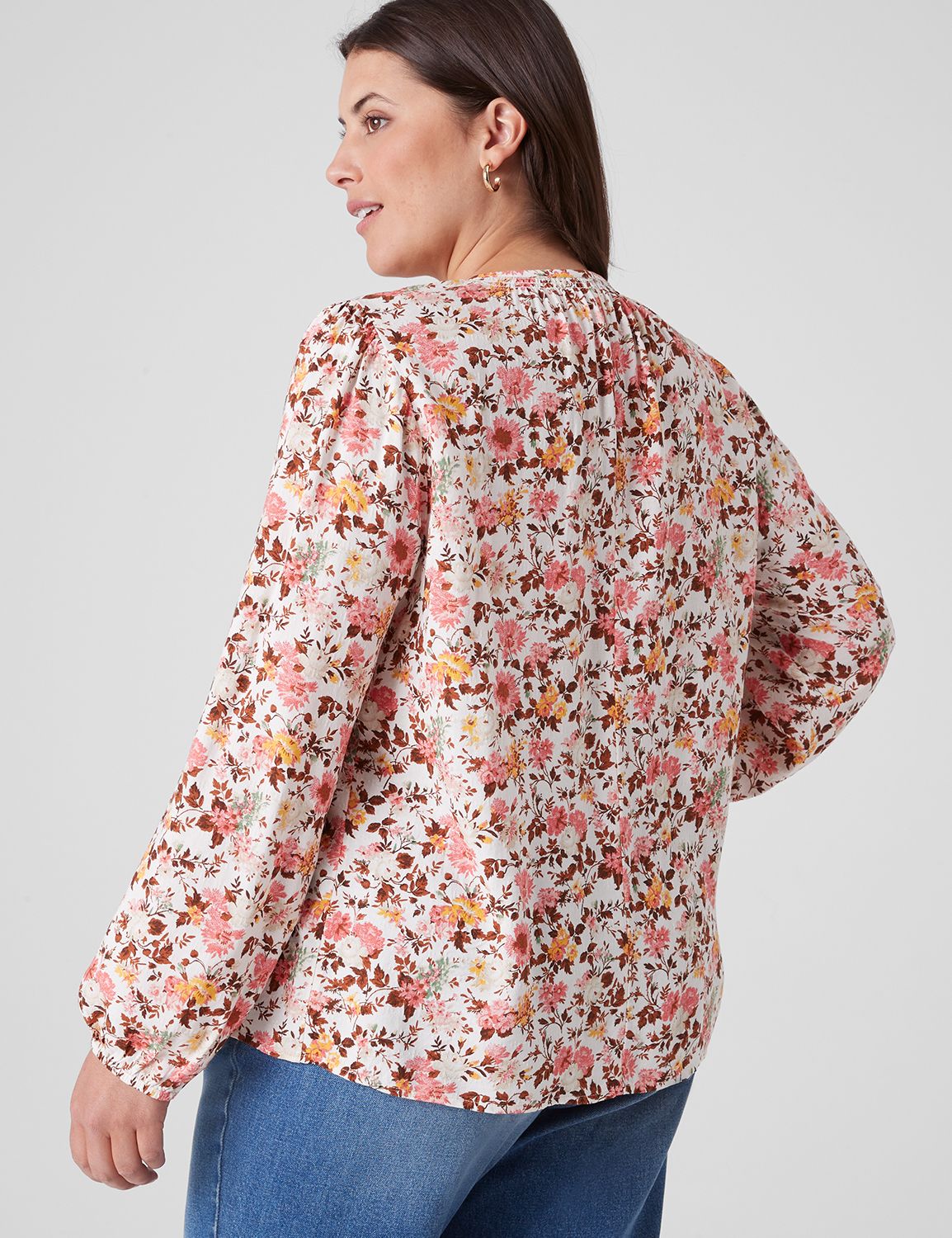 Classic Long Sleeve Flounce Button LaneBryant