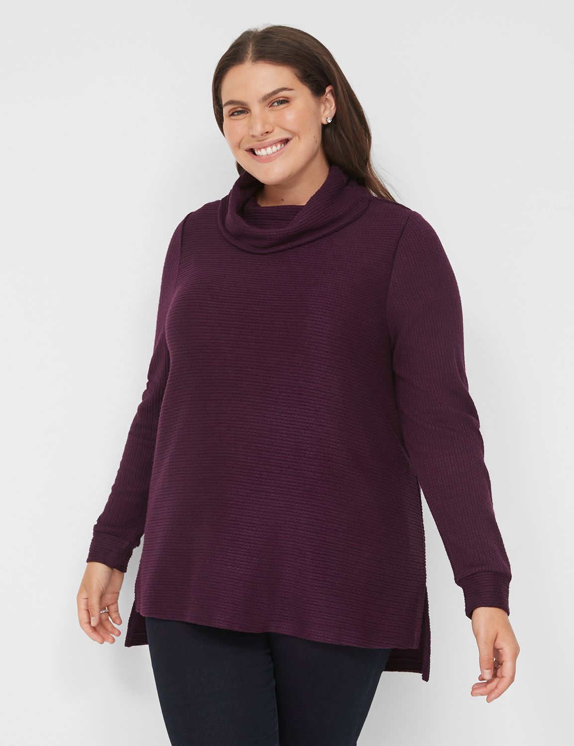 Classic Long Sleeve Snood Neck Cabl | LaneBryant