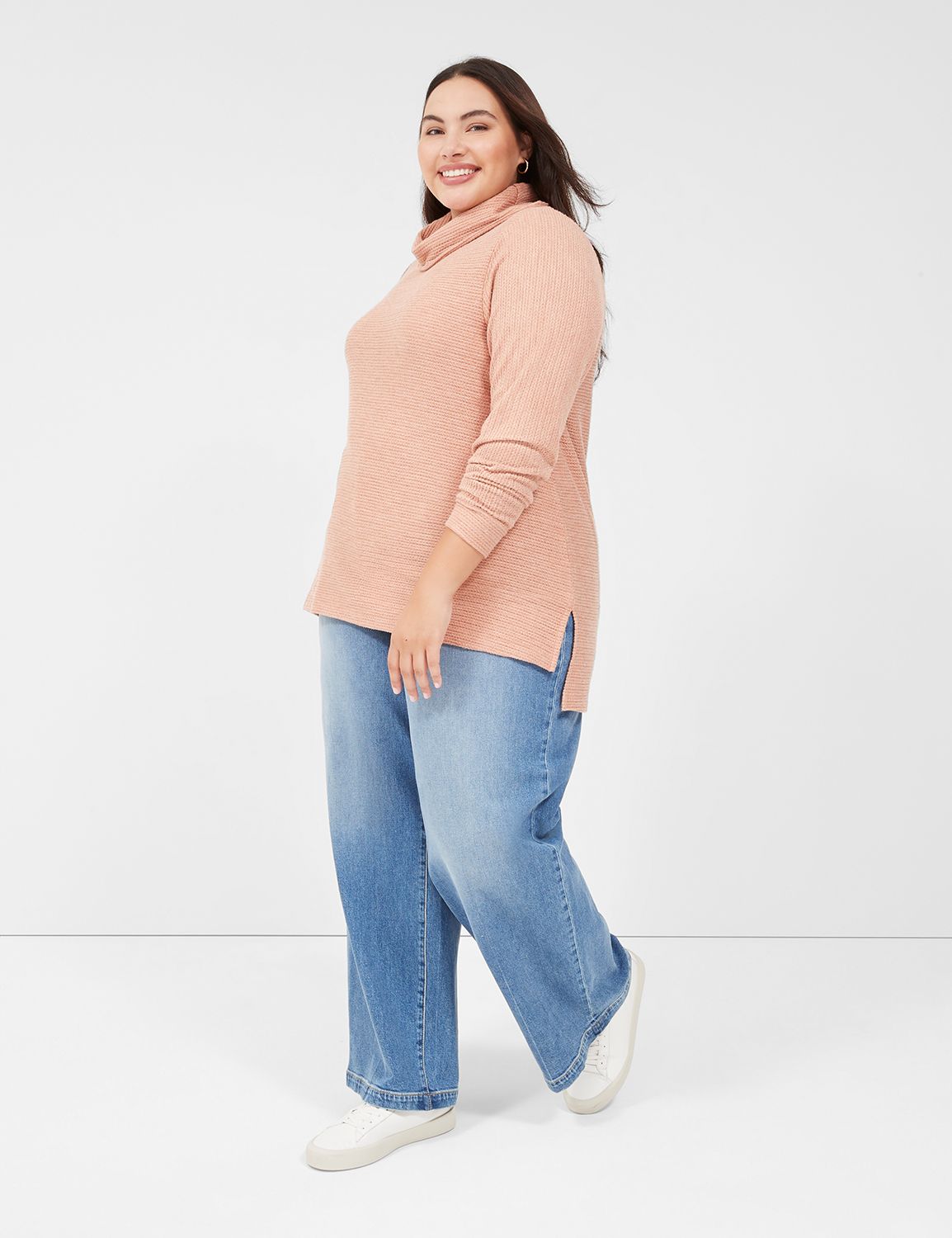 Classic Long Sleeve Snood Neck Cabl | LaneBryant