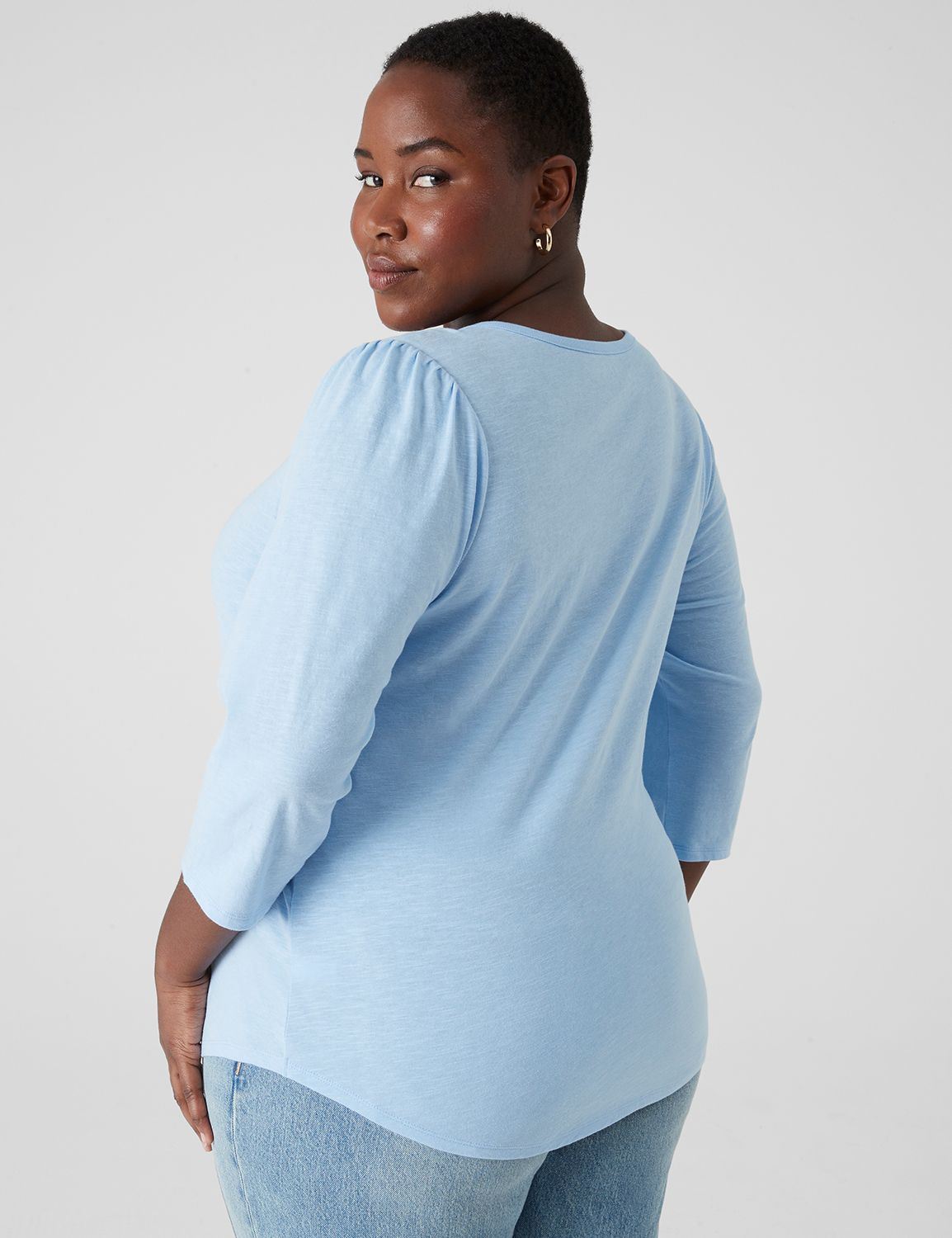 Classic 3/4 Puff Sleeve Scoop Neck LaneBryant