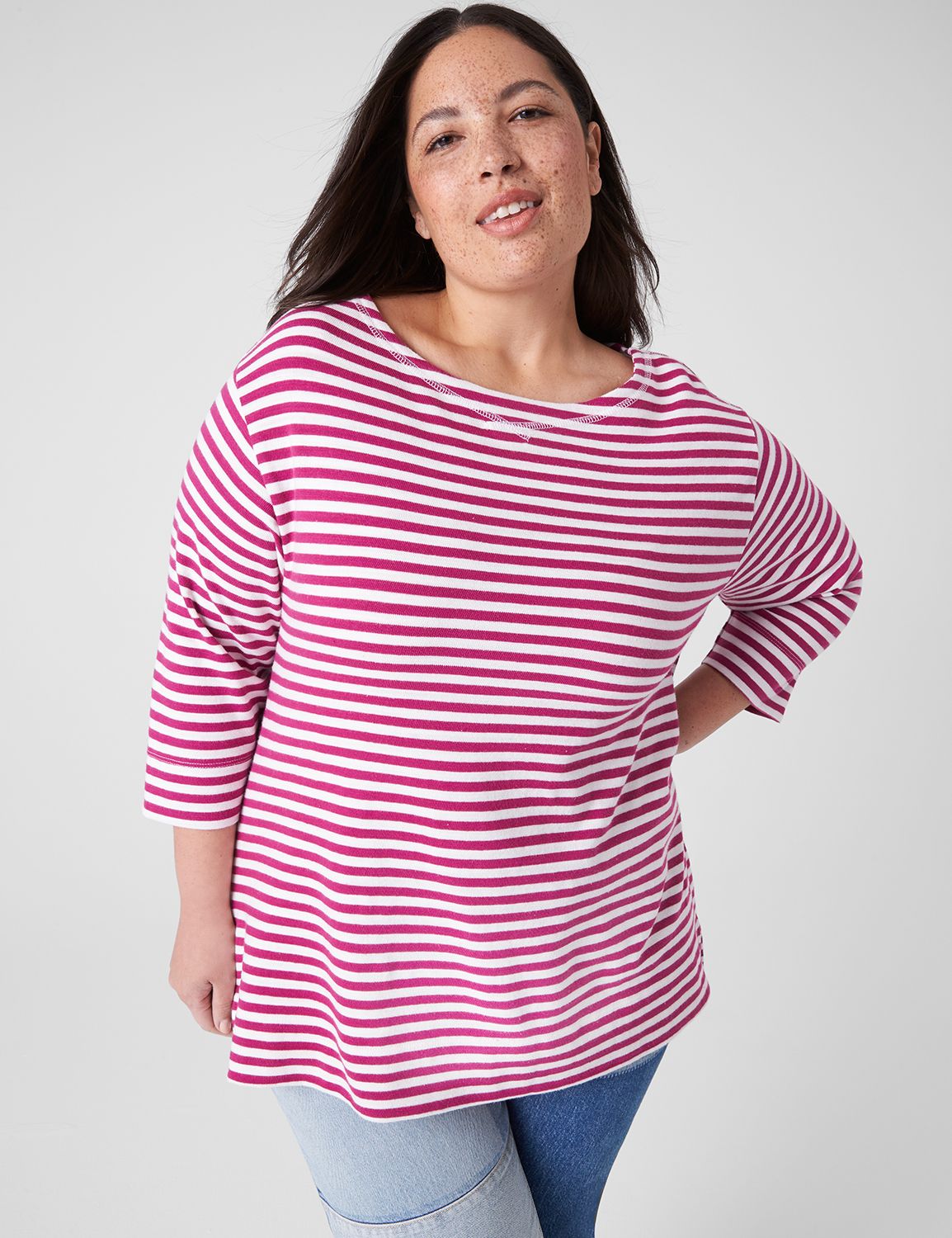 Classic 3/4 Sleeve Drop Shoulder Bo Product Image 1