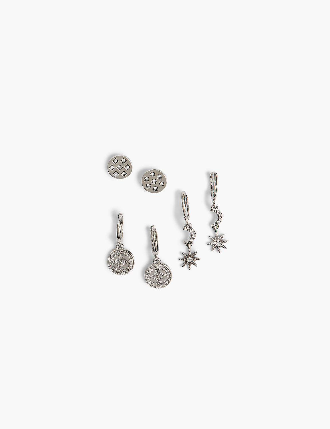 lane bryant celestial charm earrings 3-pack onesz silver