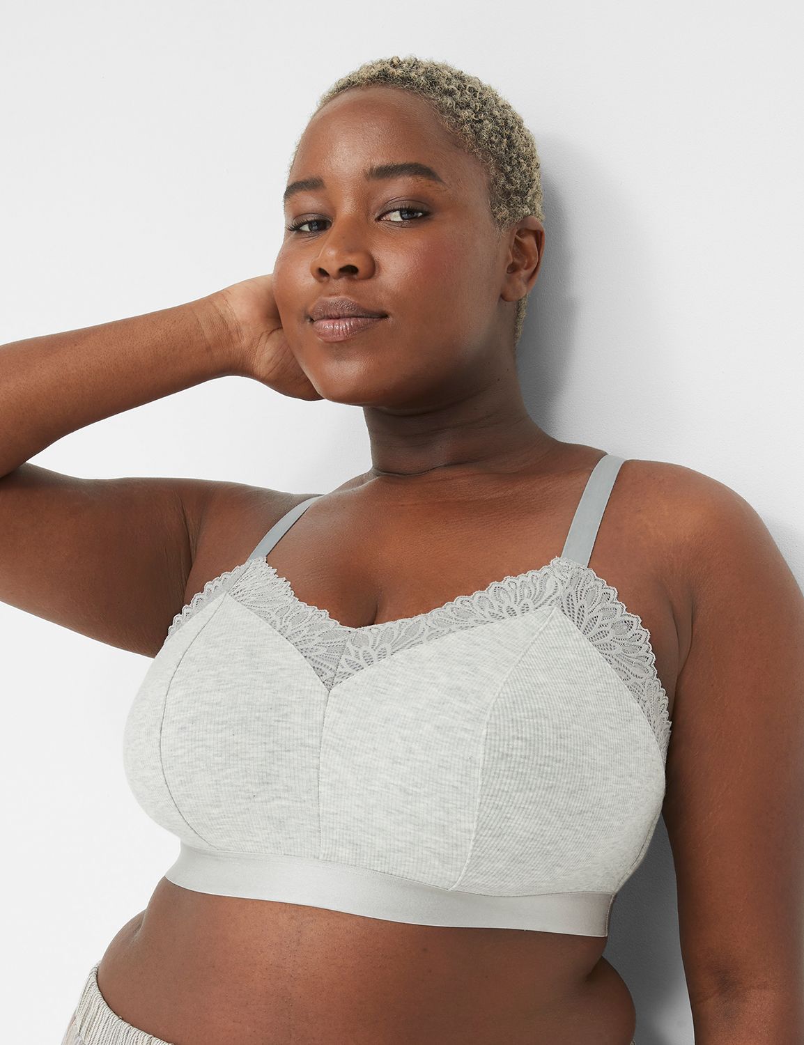 Rib Lace-Trim Bralette