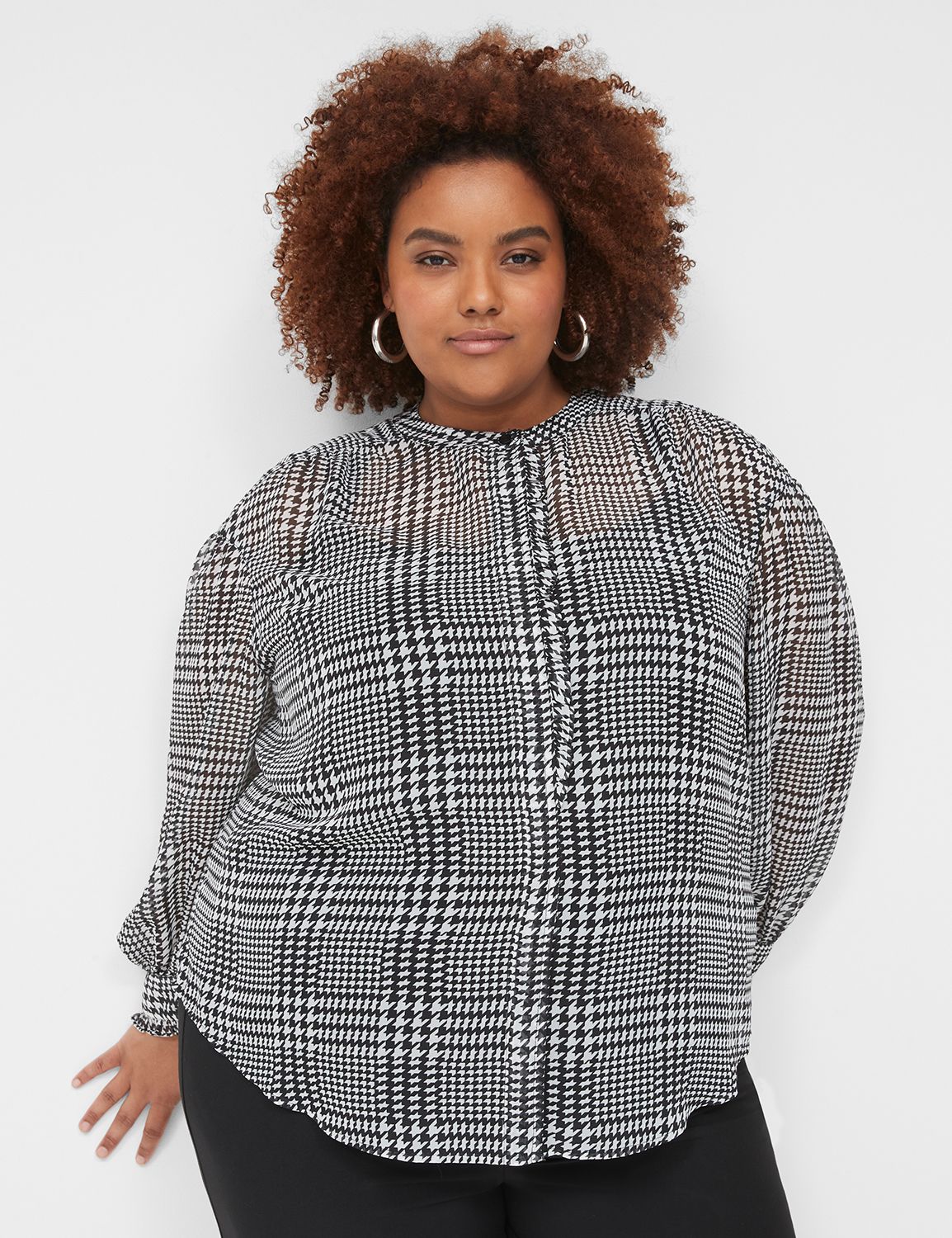 Sheer checkered shop top