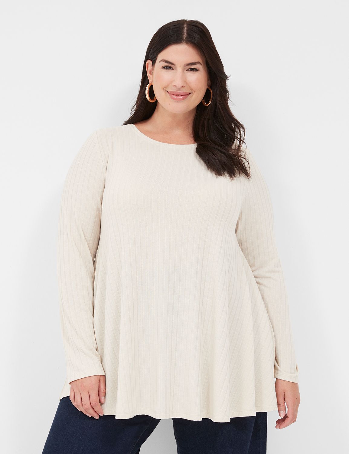 Swing Long Sleeve Crew Neck Gold Lu | LaneBryant