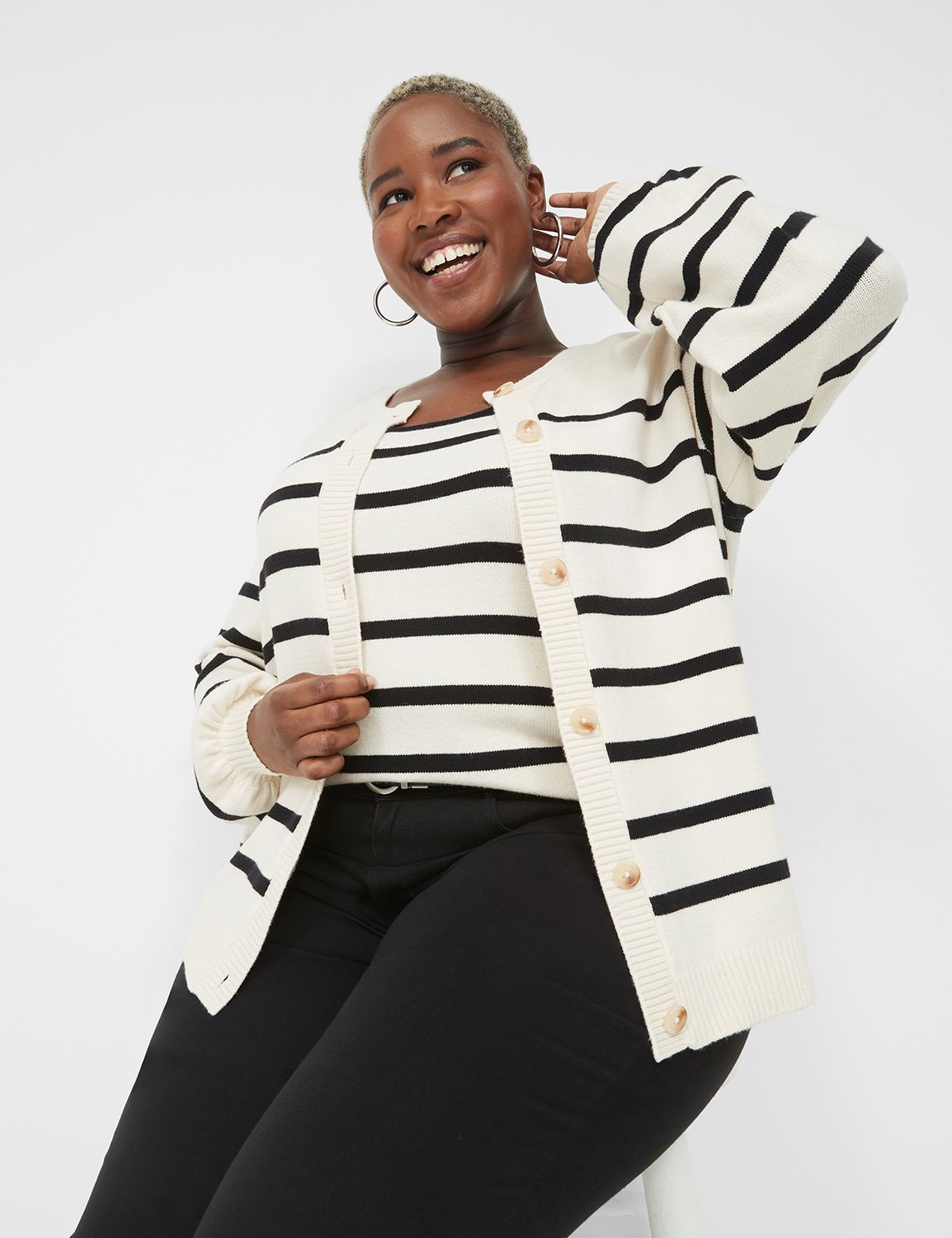 Striped cardigan outlet outfit