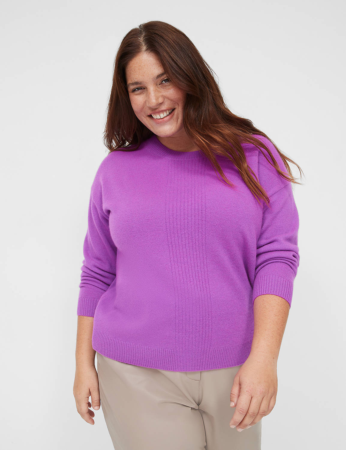 lane bryant long-sleeve cashmere sweater 22/24 purple cactus flower