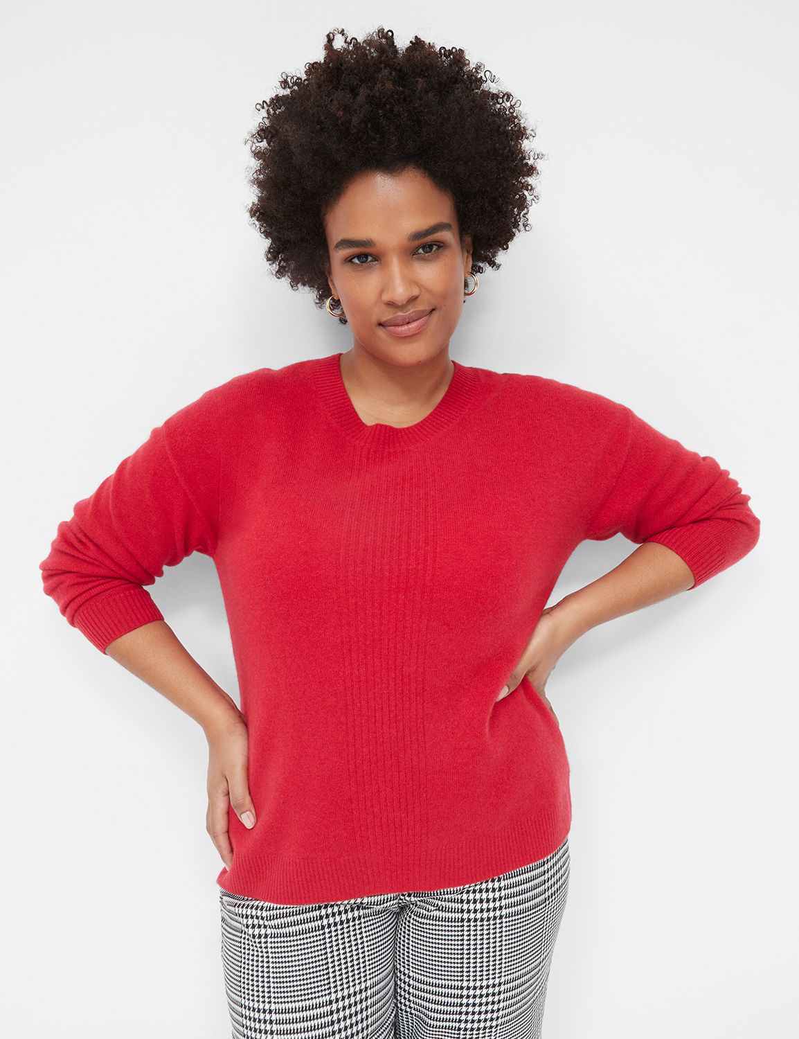 Velvet Juliet Cashmere Classics Long Sleeve Sweater- Bisque main image 0