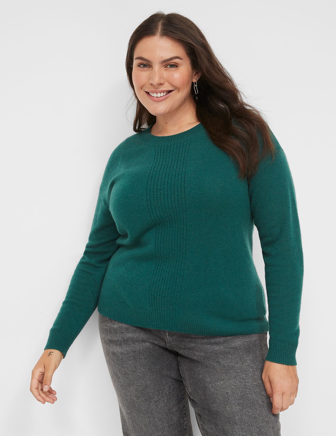 Classic Long Sleeve Cashmere Sweate | LaneBryant