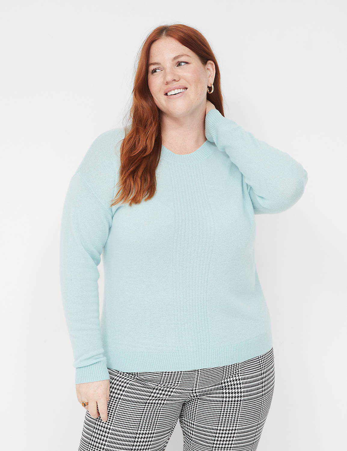 lane bryant long-sleeve cashmere sweater 26/28 blue