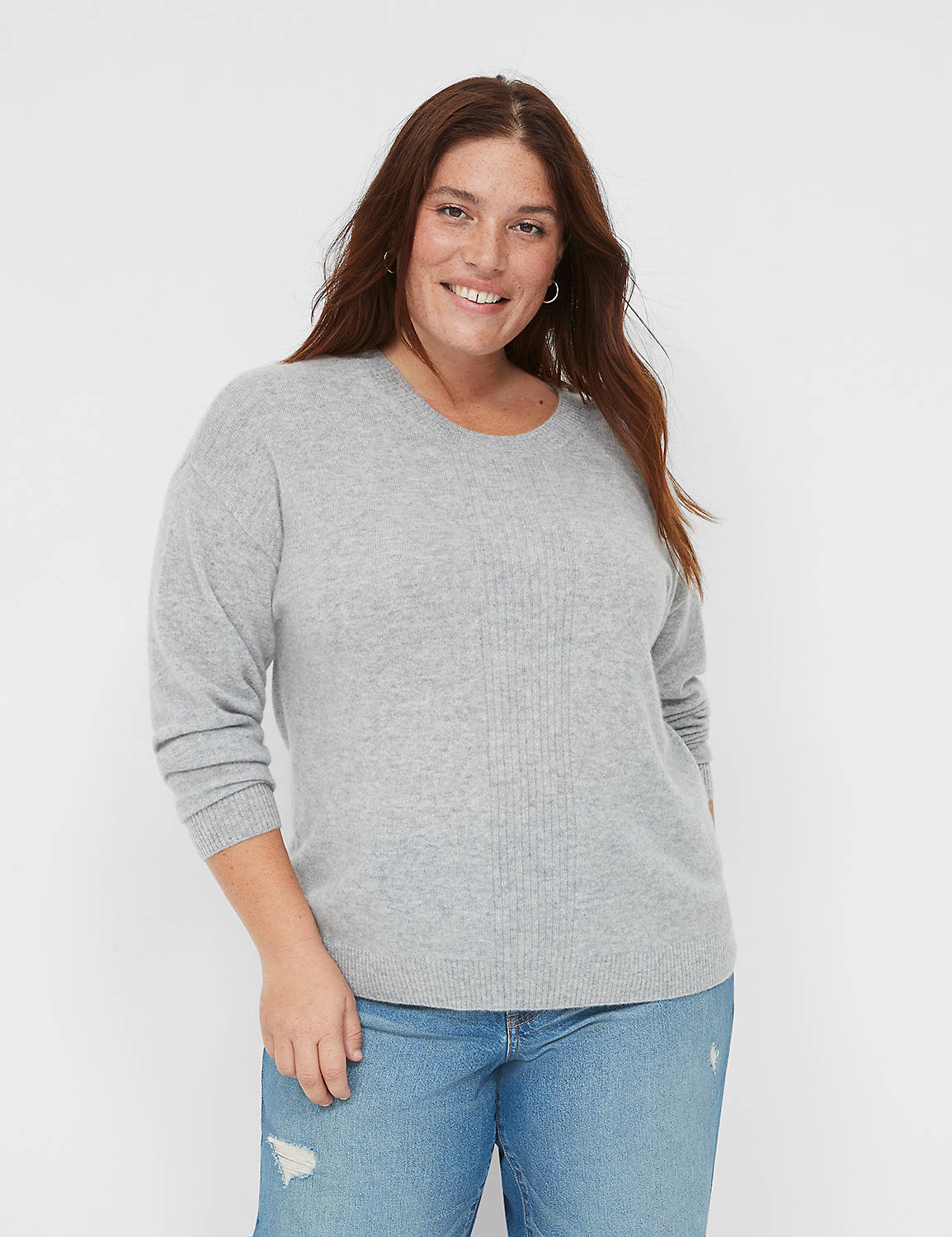 lane bryant long-sleeve cashmere sweater 22/24 light grey