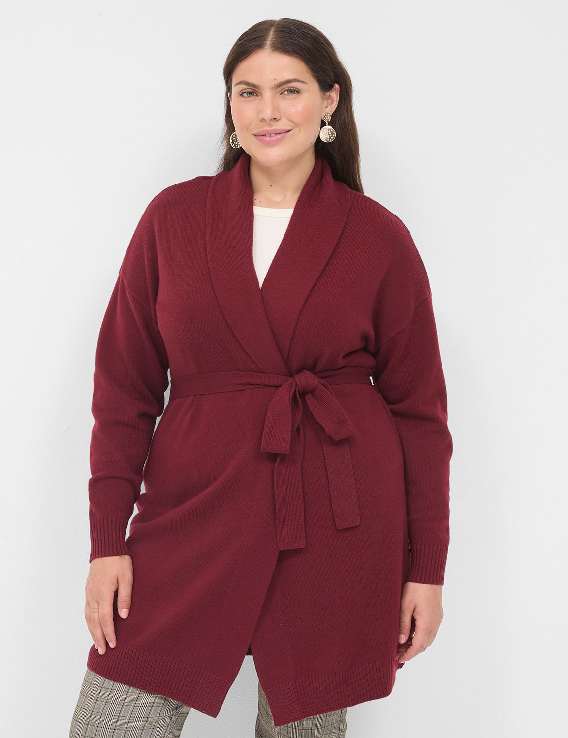 Plus size belted cardigan store