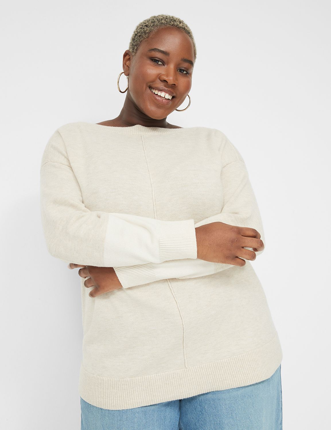 Long Sleeve Boatneck Sweater LaneBryant