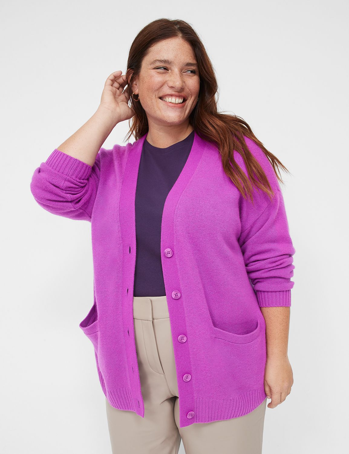 Purple boyfriend sale cardigan