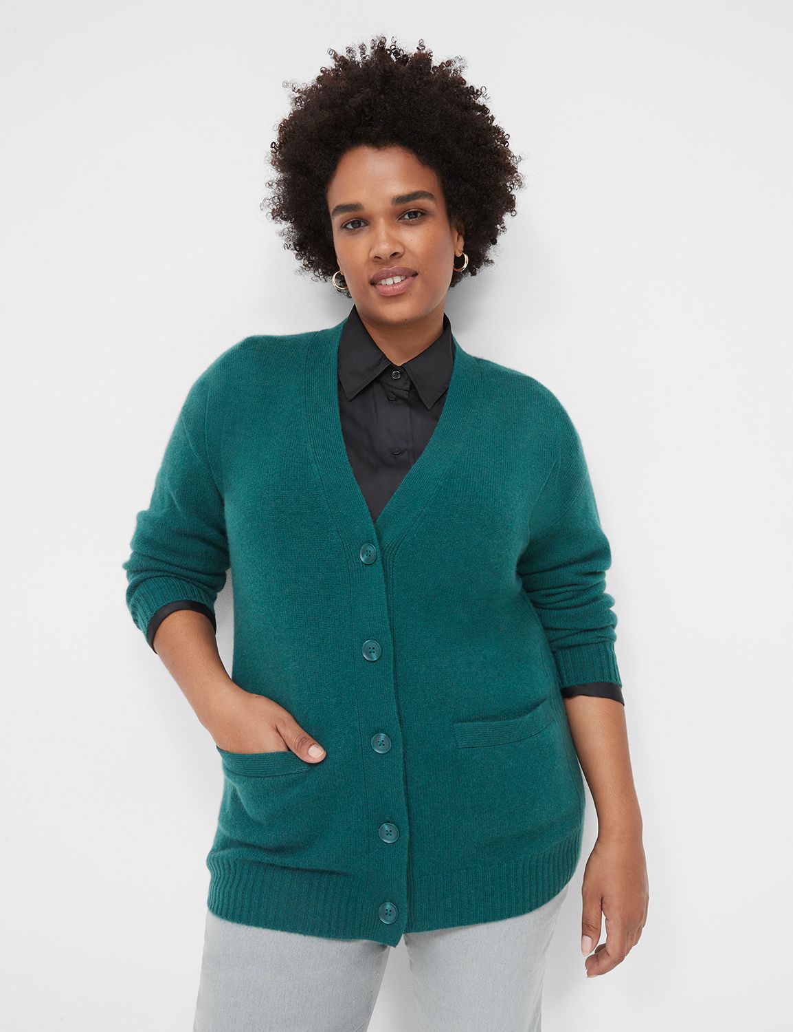 Classic Long Sleeve Button Front Ca | LaneBryant