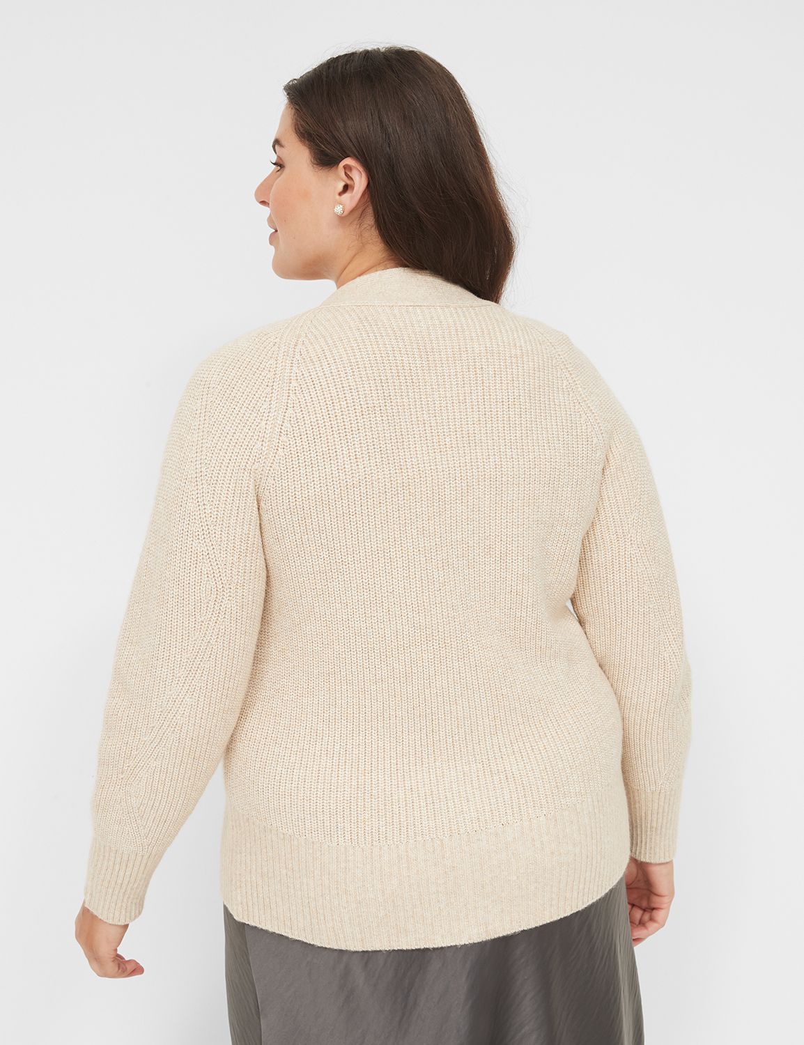 Long-Sleeve Button-Front Rib Cardigan