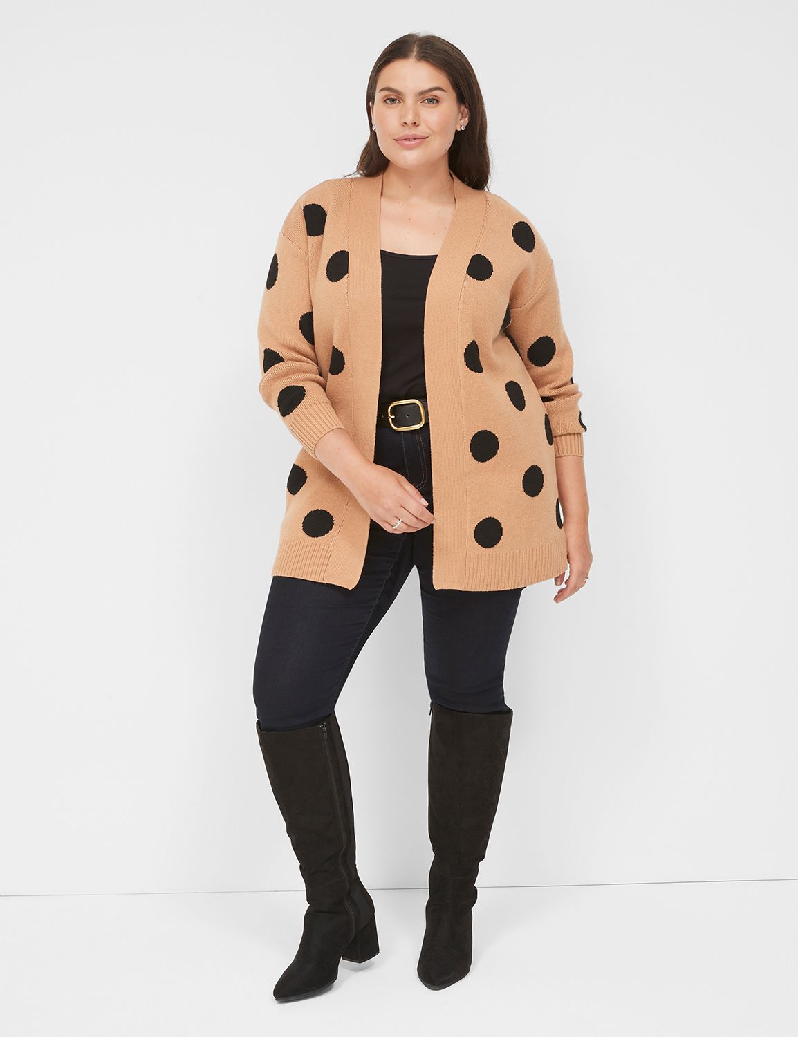Classic Long Sleeve Open Front Dot Product Image 3