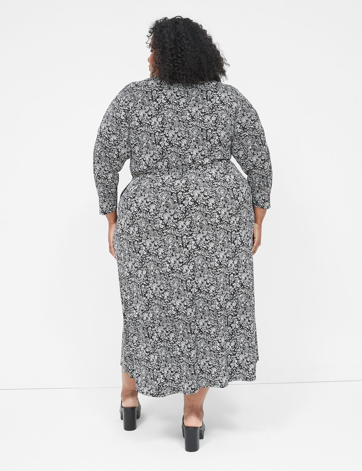 Surplice-Neck Fit & Flare Midi Dress | LaneBryant