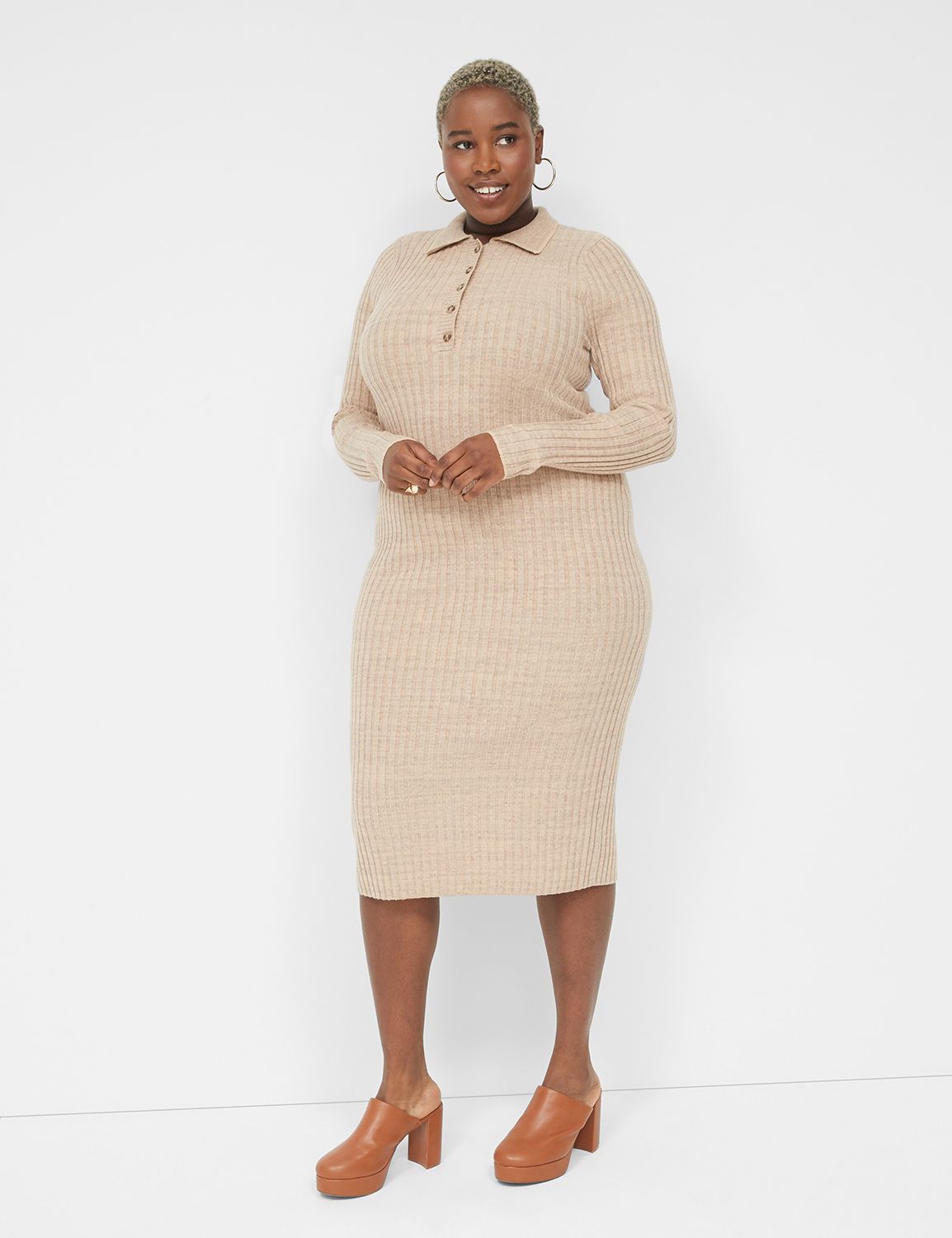 Henley Long-Sleeve Sweater Dress