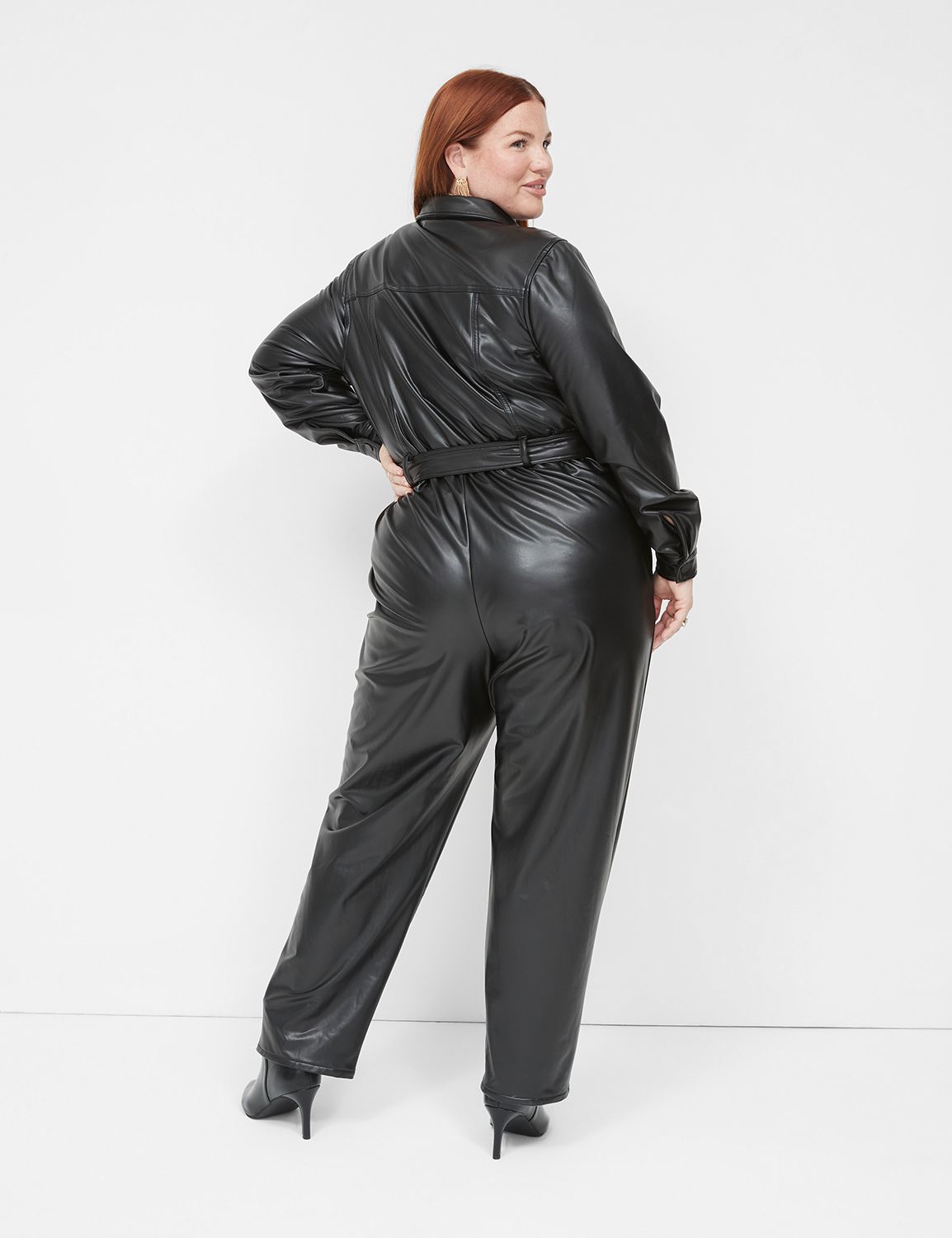 Black pleather sale jumpsuit