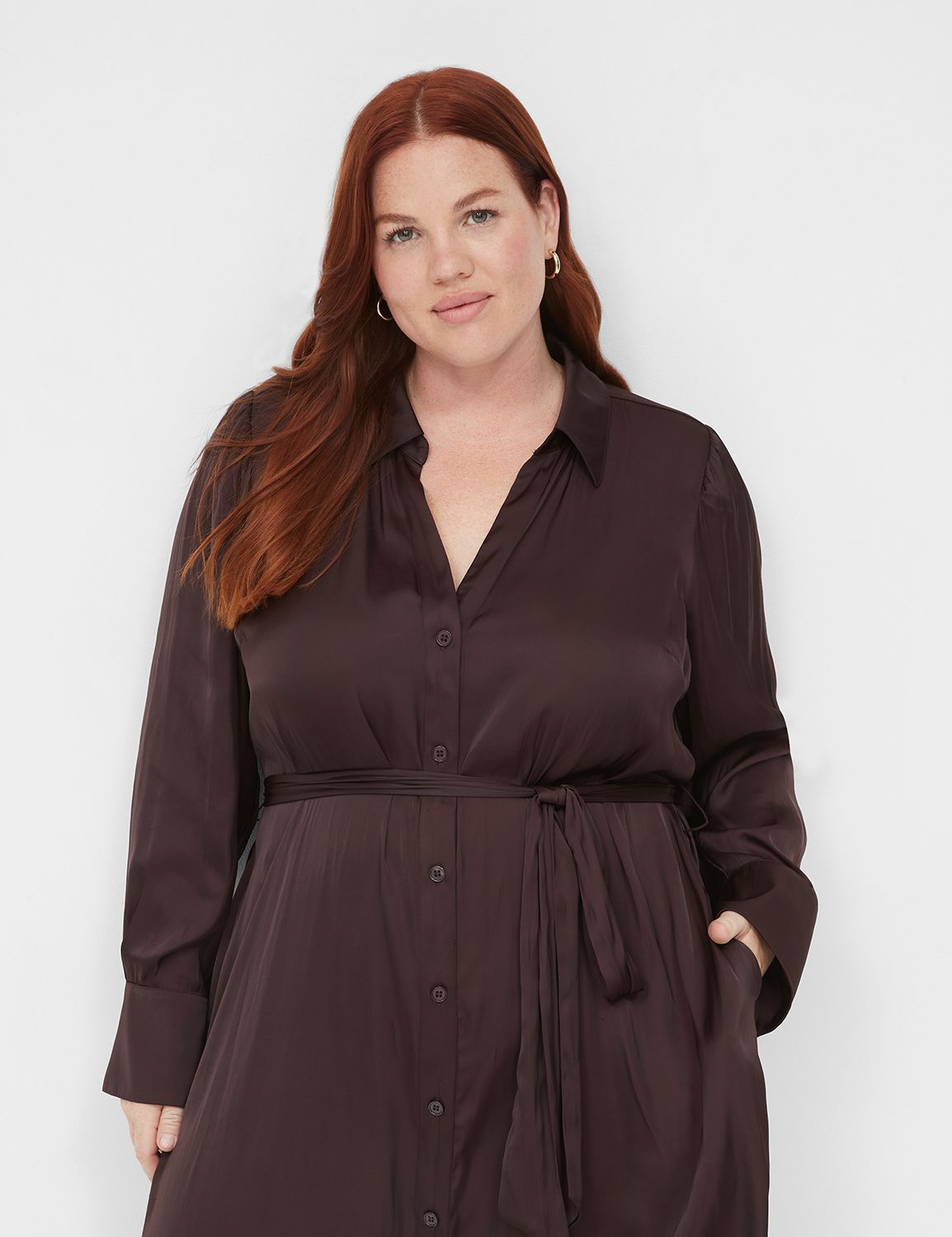 Belted Button Down Shirt Dress LaneBryant