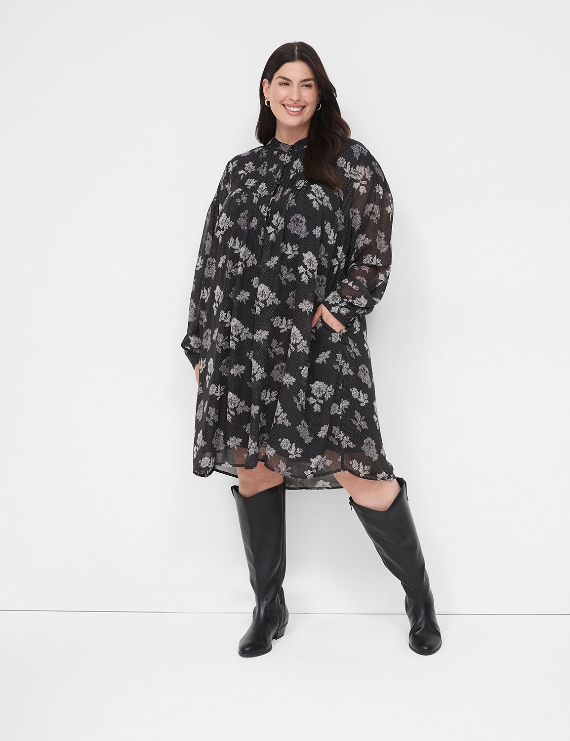 Pintuck Shirt Dress