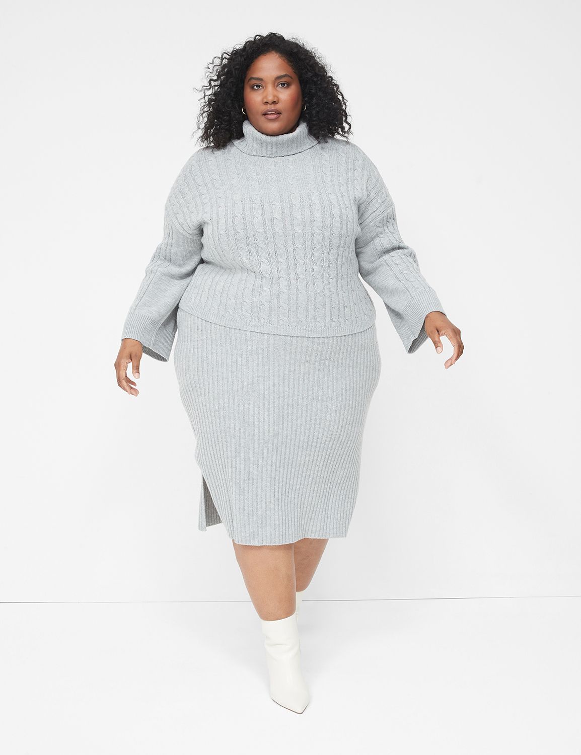 Final Sale Plus Size Turtle Neck Sweater Dress in Brown