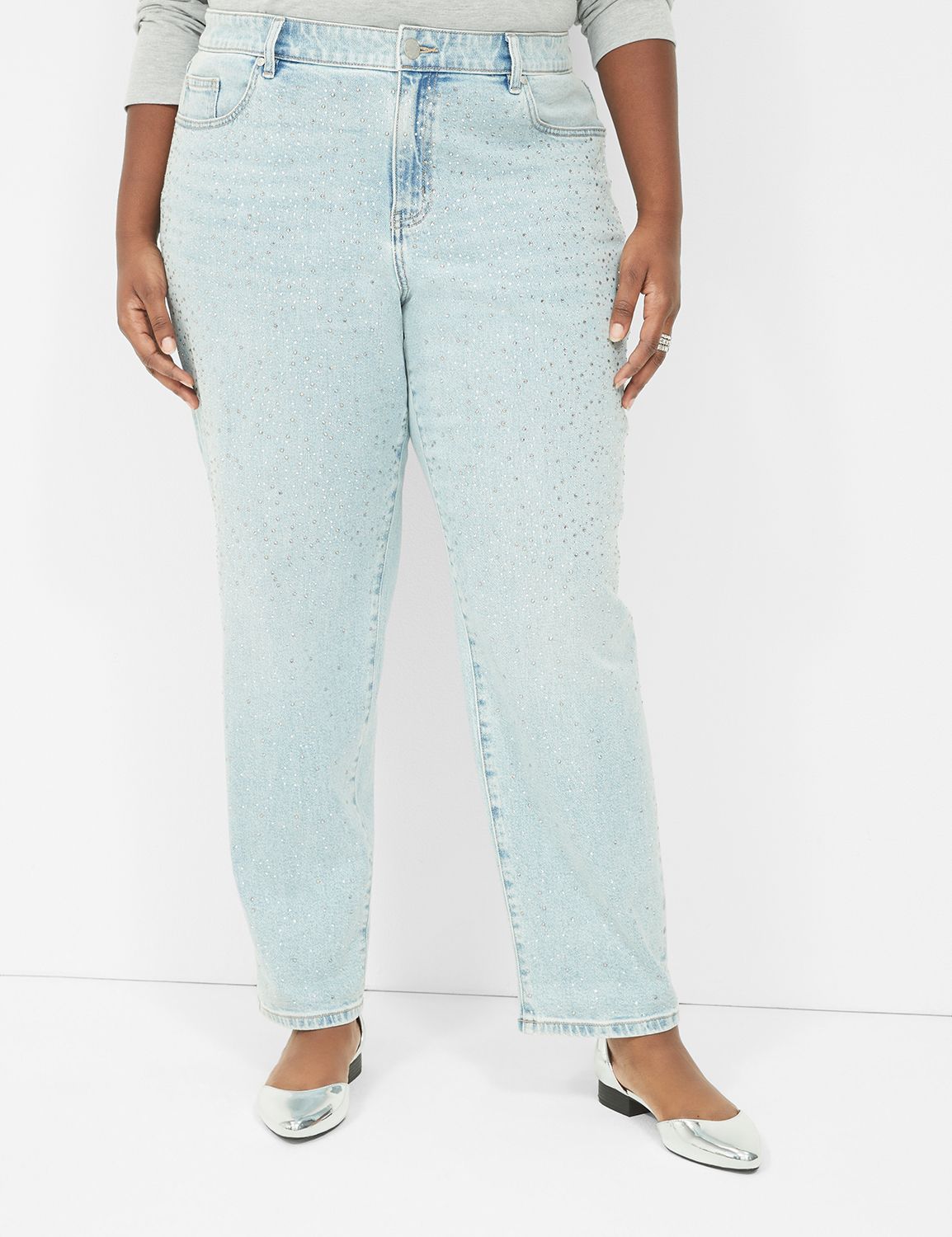 Boyfriend Fit Jean With Rhinestones LaneBryant