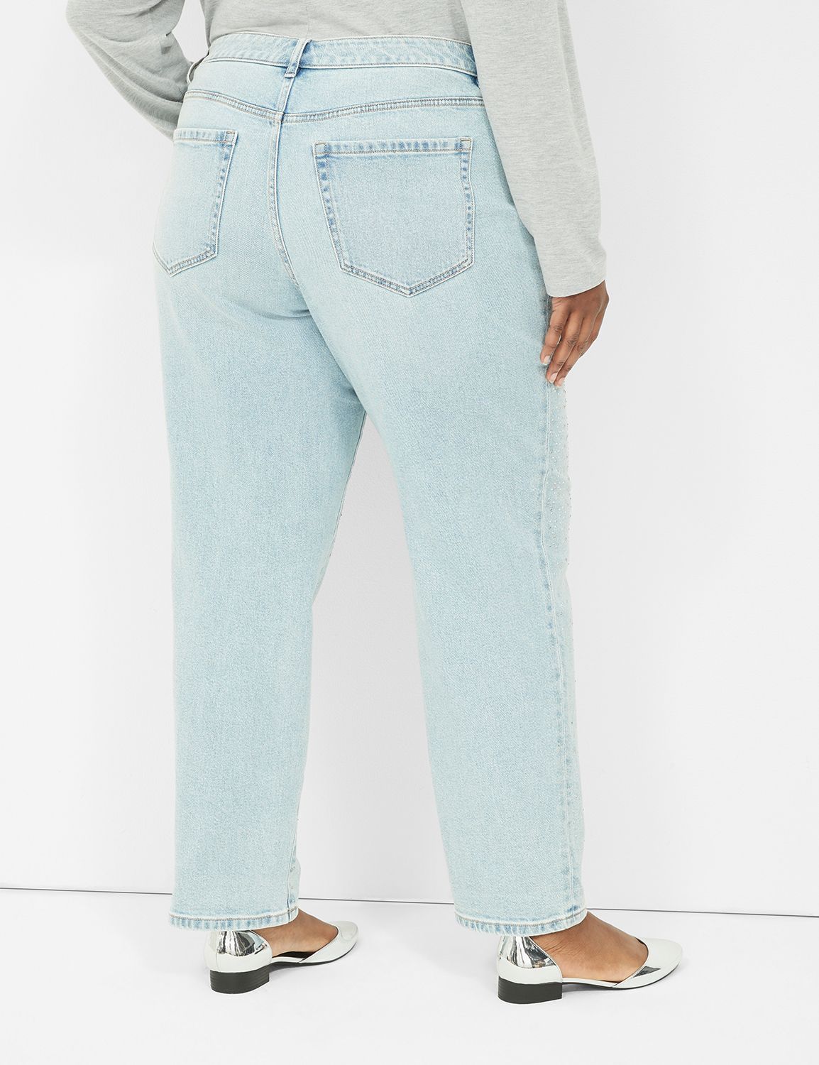 Boyfriend Fit Jean With Rhinestones