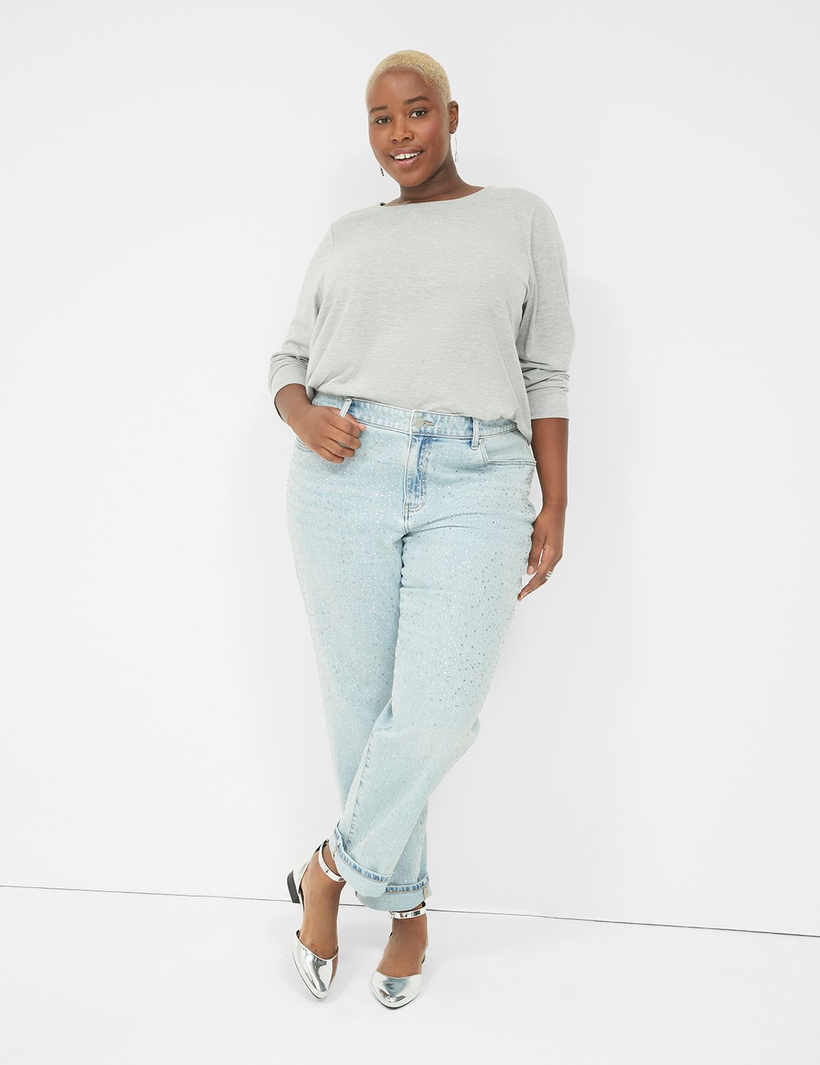 Lane Bryant Skinny Jeans Womens Size Plus 28 Blue Rhinestone Details  Stretch
