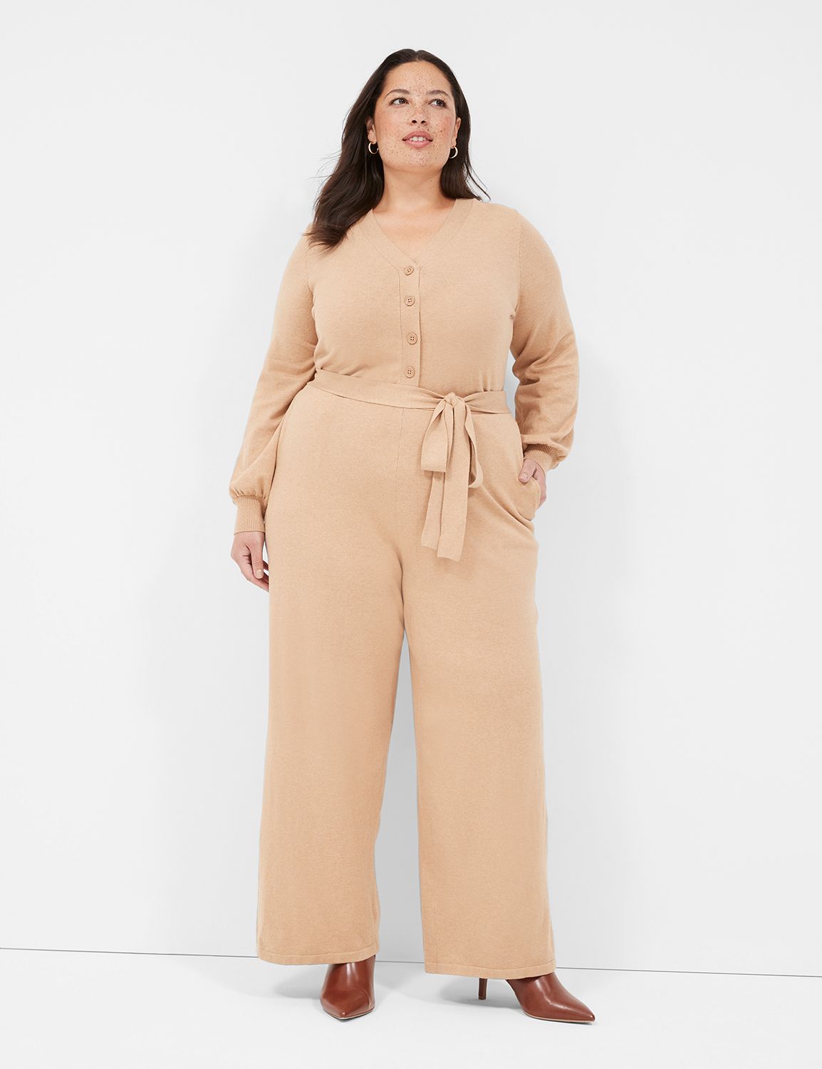 Plus Rust Plisse Cross Front Jumpsuit