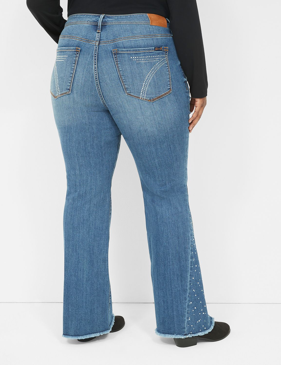 Seven7 High-Rise Flare Jean With Raw Hem
