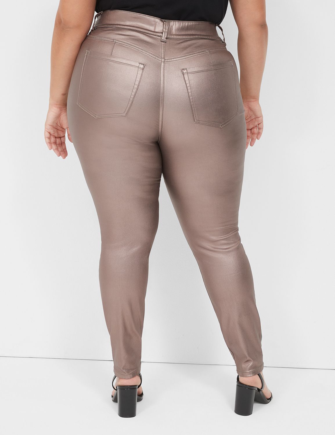 Pull-On High-Rise Coated Metallic Jegging
