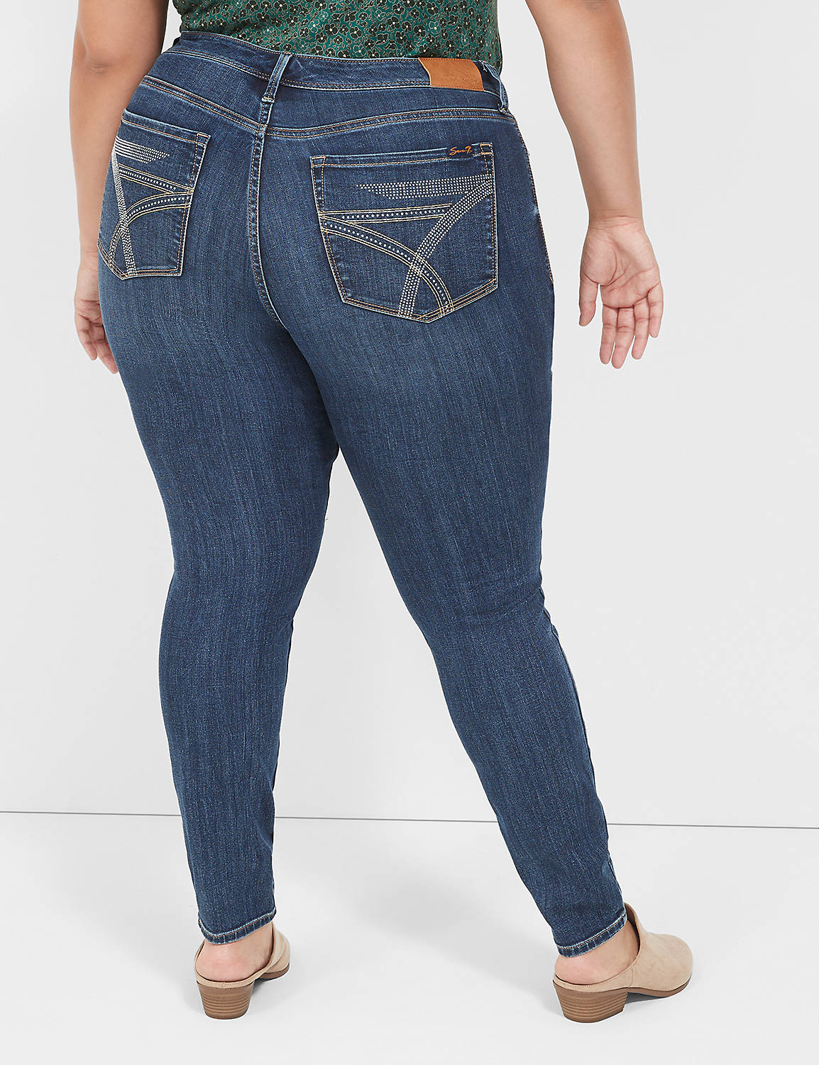 lane bryant seven7 skinny jean with back pocket embroidery 16 medium denim