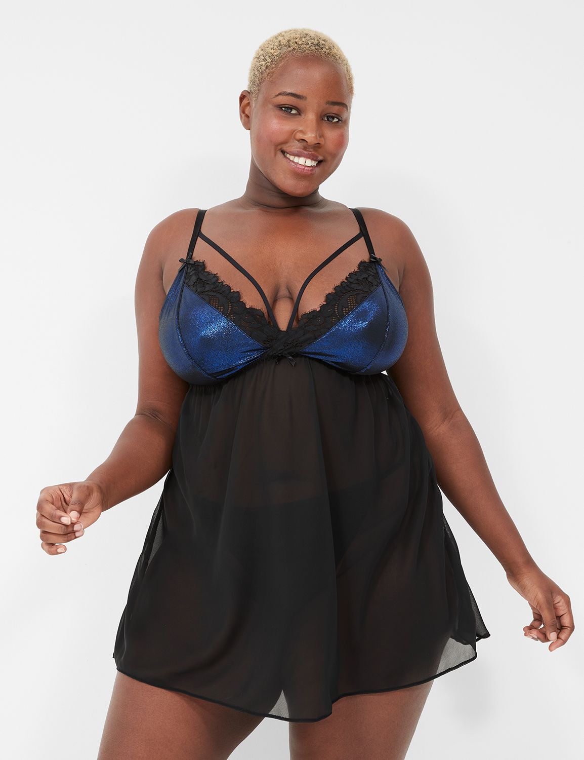 Foil Shine & Lace Babydoll