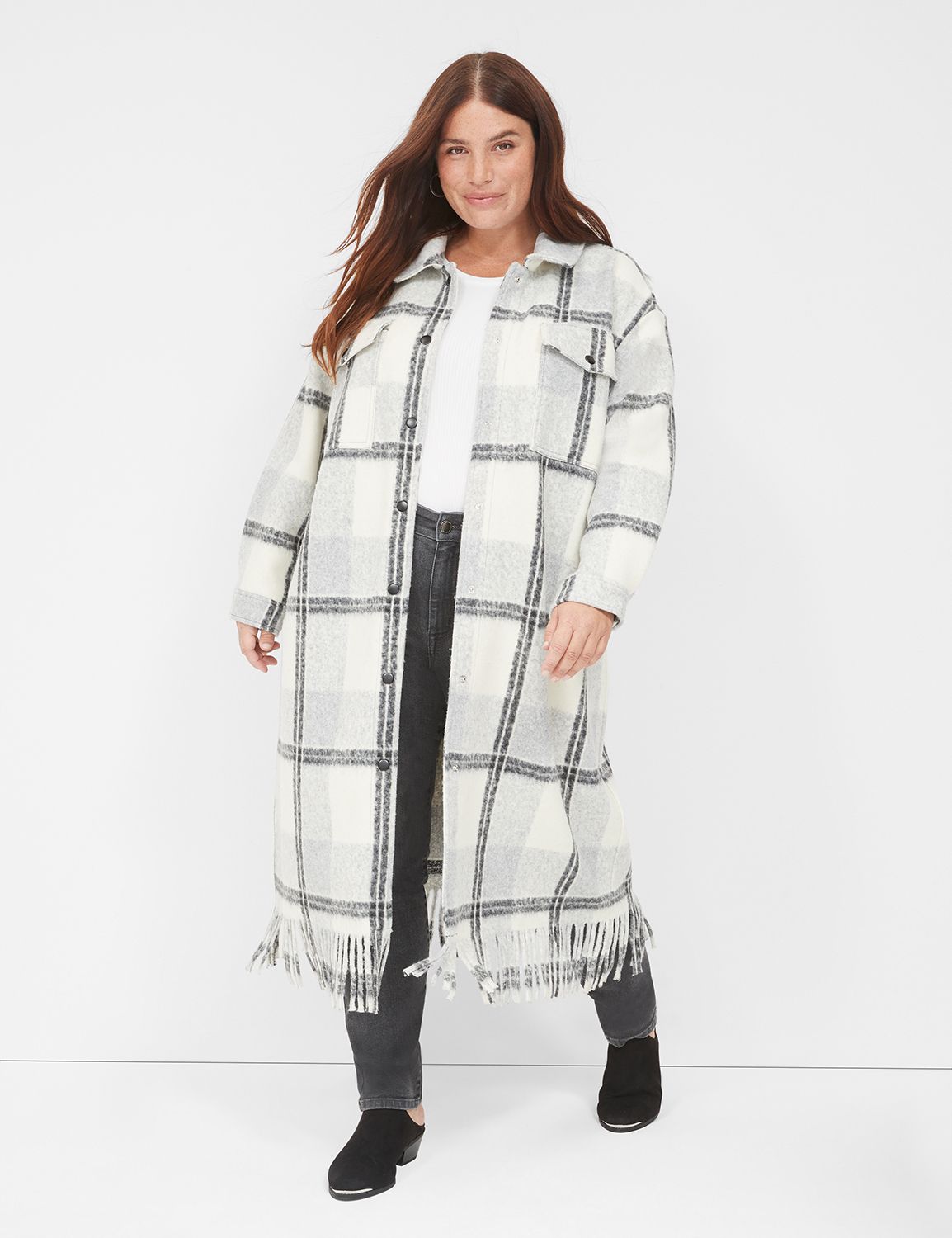 Fringe-Trim Long Shacket