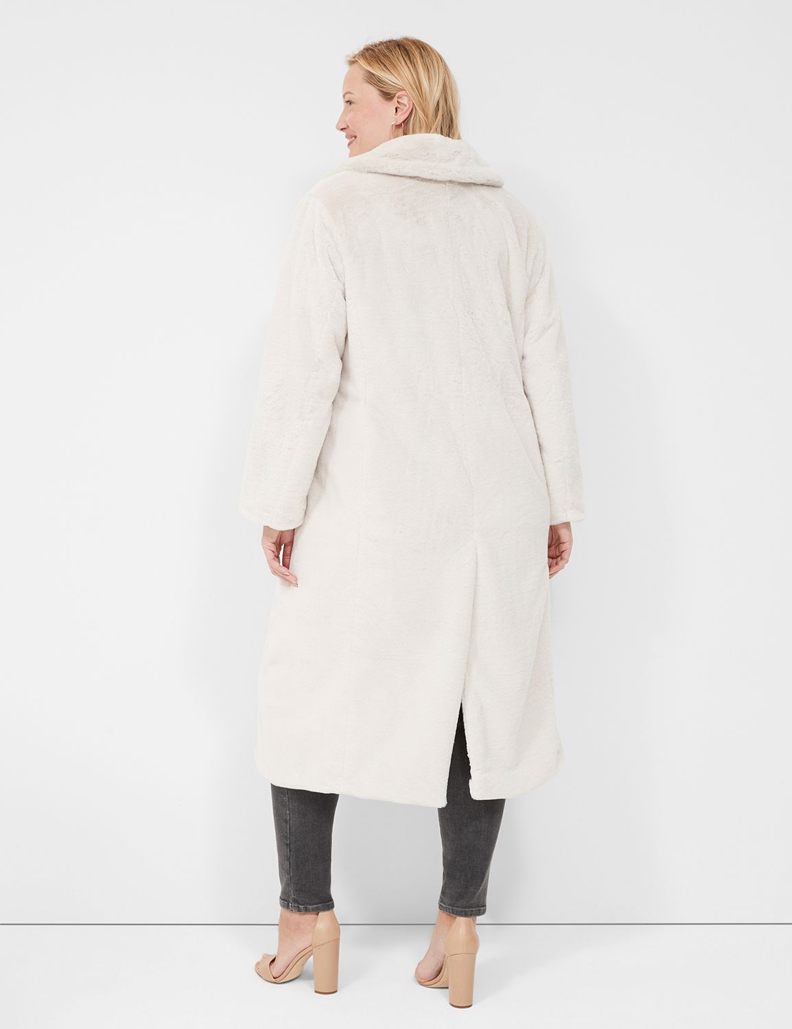 Long white faux hot sale fur coat