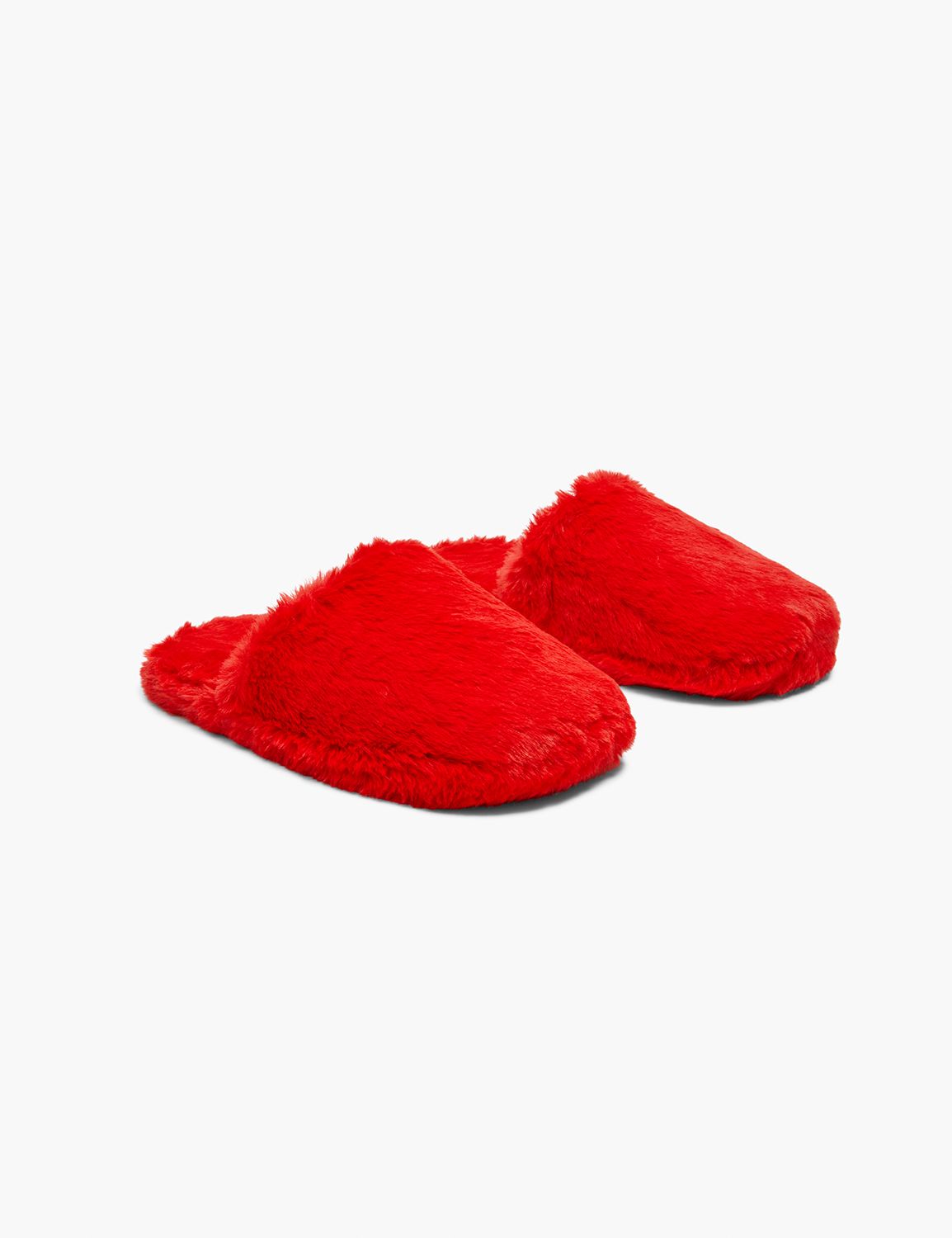 Red fur slippers on sale