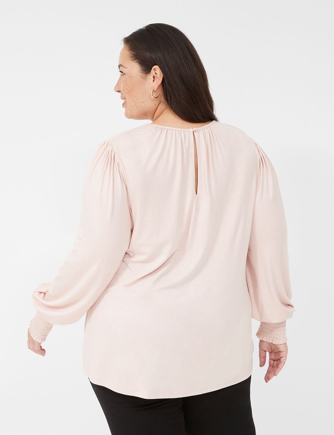 S/S Smocked Neck W/Keyhole Top