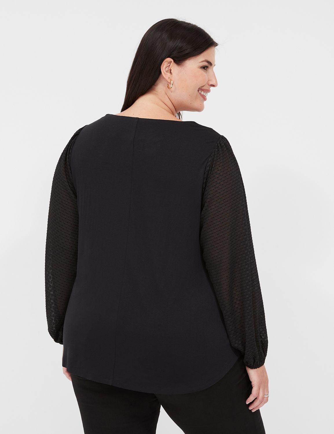 POL V-Neck Long Sleeve Top with Stitch Detail main image 0
