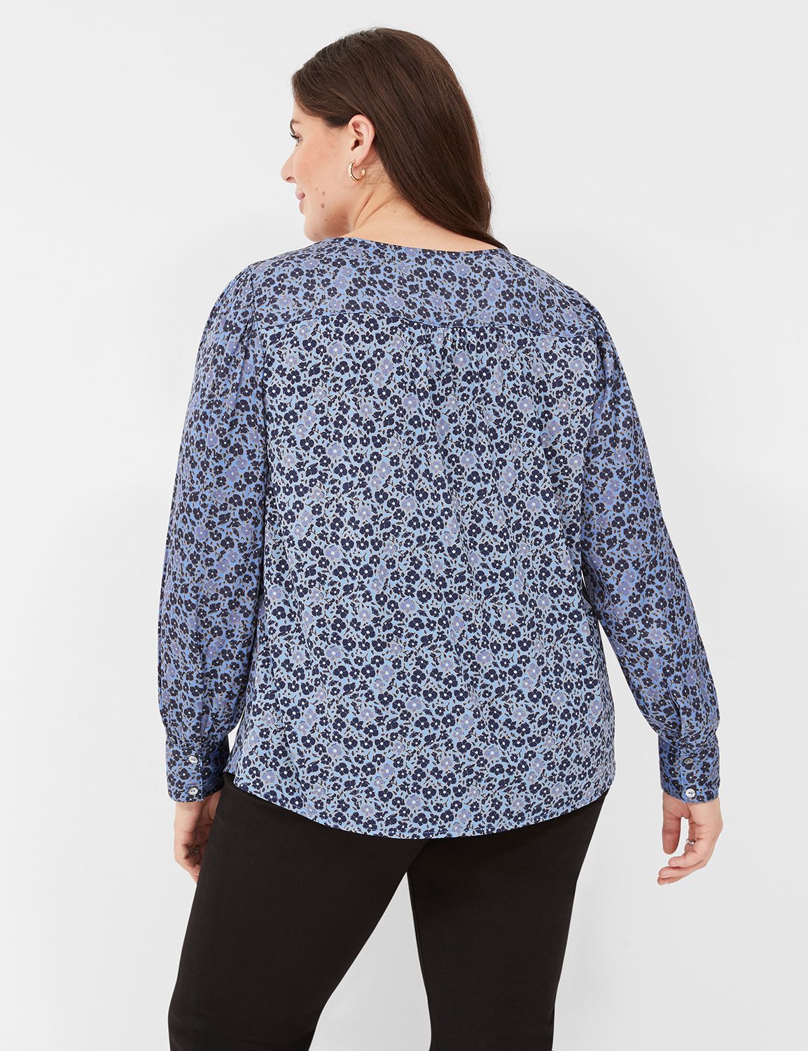 Long Sleeve Ruched Button Front Blo Product Image 2