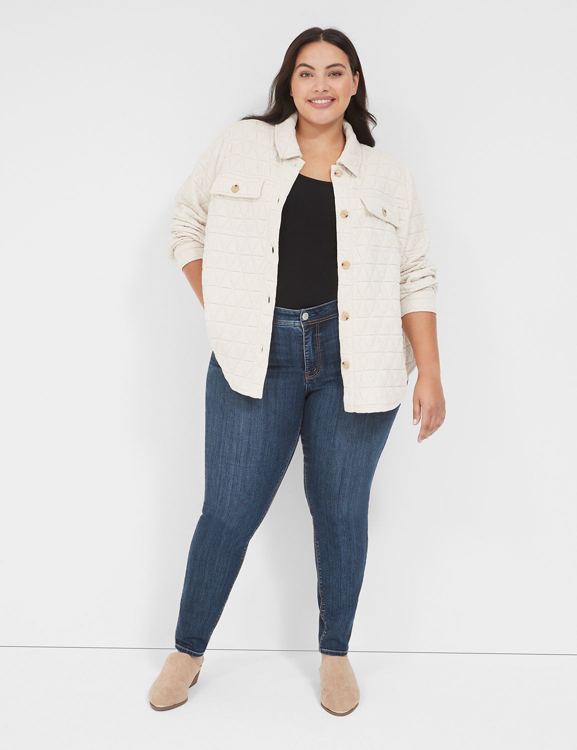 Relaxed Long Sleeve Snap Front Knit | LaneBryant