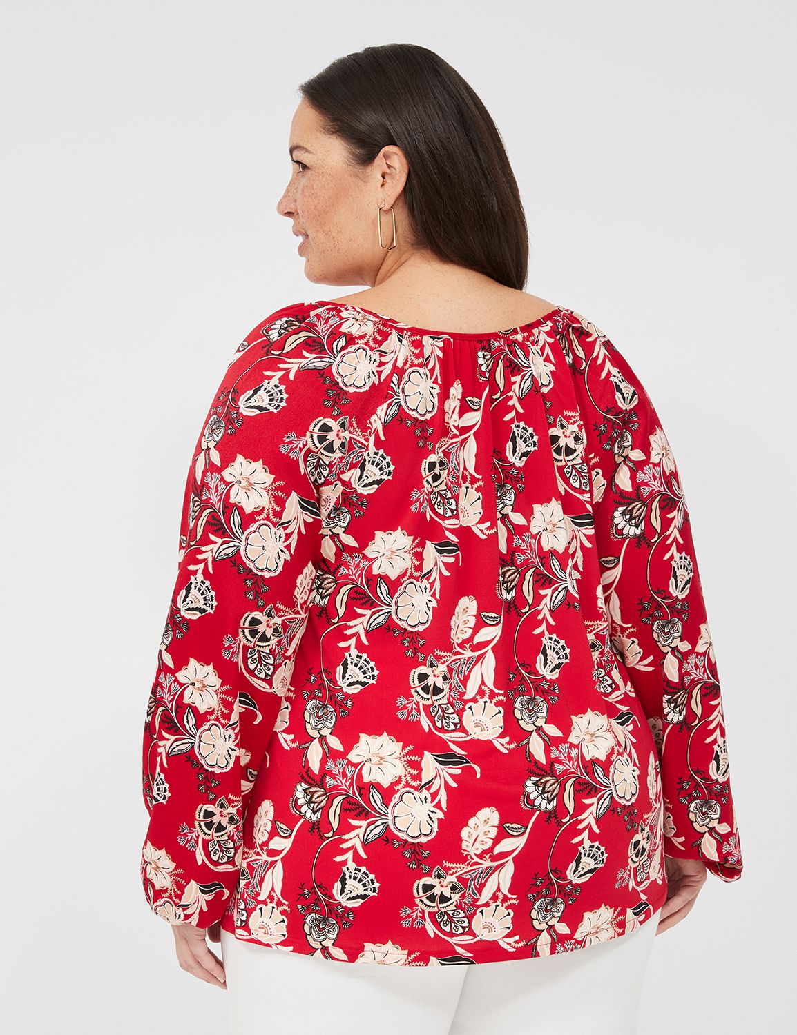 Long Sleeve Raglan Top With Frill Red
